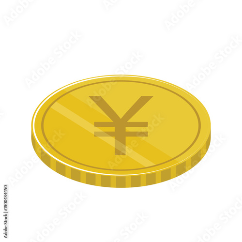 Japanese Yen Gold Coin 3D Illustration