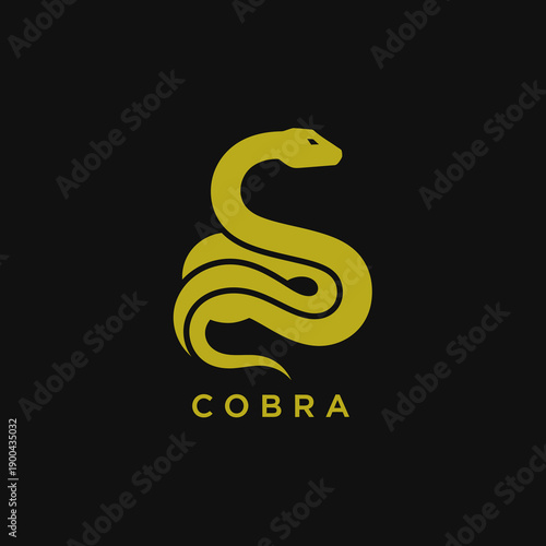 Cobra Golden Snake Coiled Power Luxury Brand Logo. Vector Logo Design.
