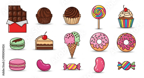 Assortment of delicious sweet treats and candies collection.