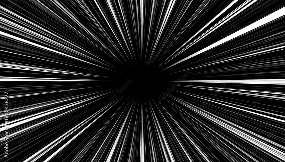 Fototapeta premium Black hole vortex of bright white streaks radiating outward
