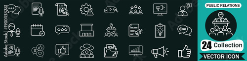 Public Relations and Corporate Communication Vector Icons Set - PR and Marketing Icons