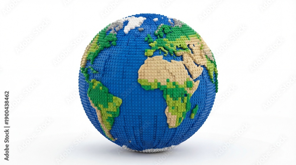 Fototapeta premium Detailed Earth Globe Model on White Background.