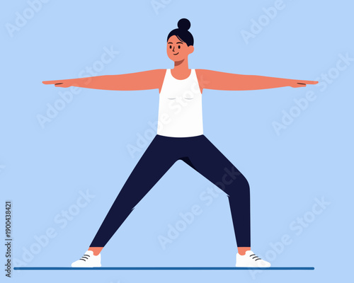 Fitness and Wellness Concept Illustration with female Character Stretching