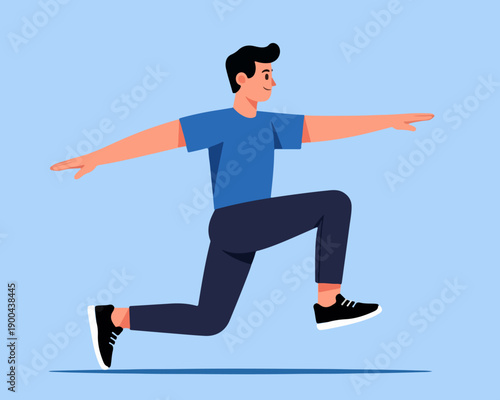 Fitness and Wellness Concept Illustration with Male Character Stretching