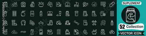 52 Supplement and Vitamin Icon Set