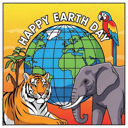 Wallpaper Mural Happy Earth Day Wildlife Animals Globe Conservation Awareness Torontodigital.ca