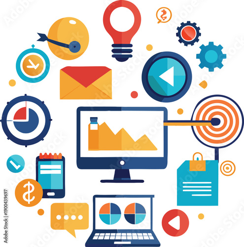 Digital Marketing Strategy and Promotion Illustration Icon