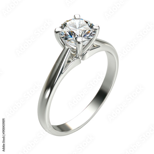 A diamond ring on a transparent background, showcasing luxury jewelry