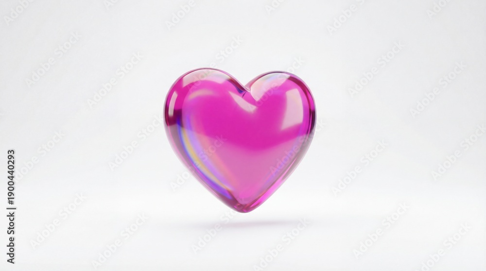 Fototapeta premium A 3D rendering of a pink heart on a white background.