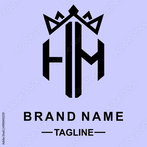 Elegant  HM  vector logo integrated with a minimalist crown. Perfect for premium fashion, law firms, and luxury brands seeking a sophisticated, regal identity.