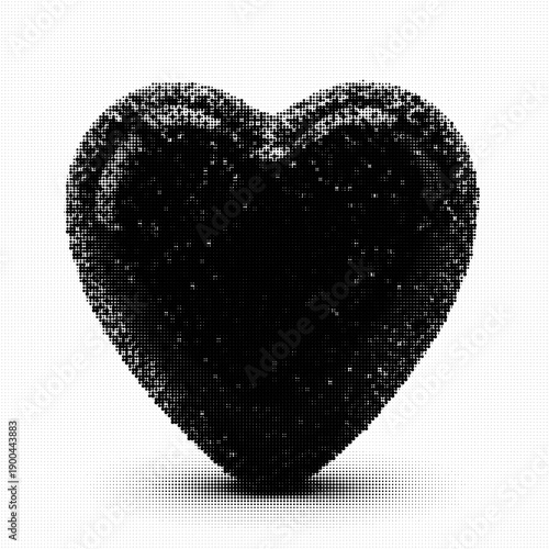 Heart Shaped Jelly Halftone Vector Art Monochrome Sweet Gelatin Dessert Graphic for Valentine's Day Treats, Food Branding, and Romantic Menus.