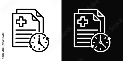 Medical Record Icon White And Black Background Style