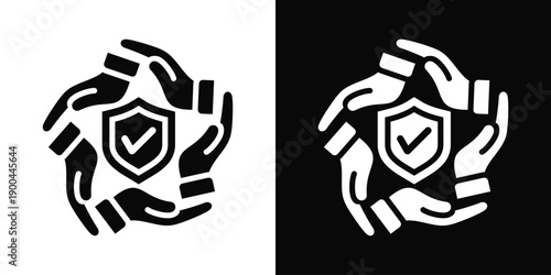 Safety Icon White And Black Background Style