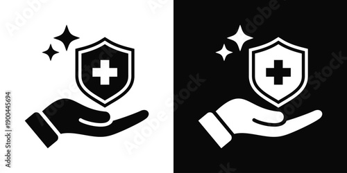 Safety Measures Icon White And Black Background Style