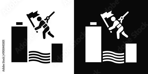 Fall Protection Icon White And Black Background Style