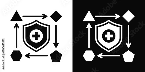 Procedures Icon White And Black Background Style