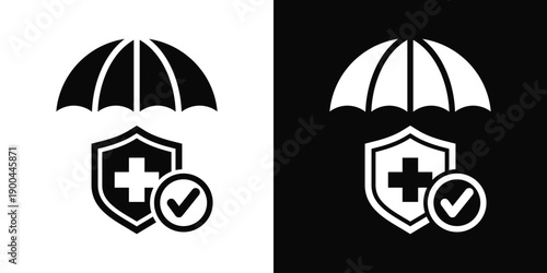 Protection Icon White And Black Background Style