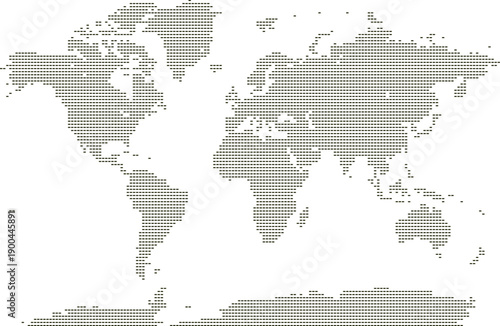 Vector world map in rectangle shape pattern