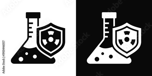 Chemical Safety Icon White And Black Background Style