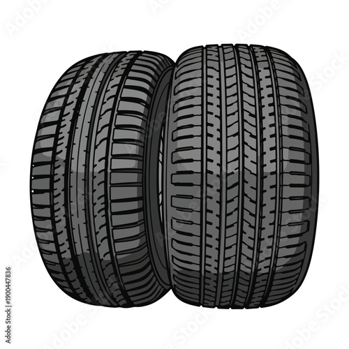 A pair of black car tires
