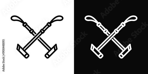 Polo mallet Icon White And Black Background Style