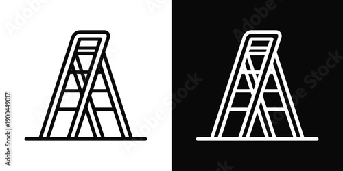 Ladder Icon White And Black Background Style