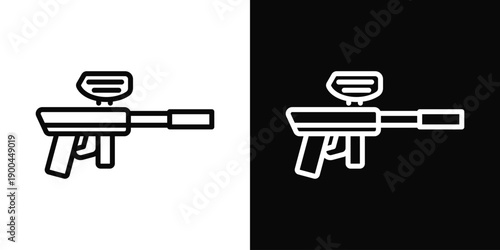 Paintball gun Icon White And Black Background Style