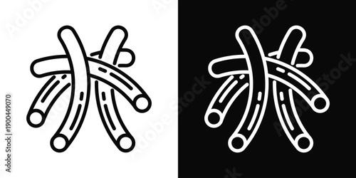 Noodles Icon White And Black Background Style