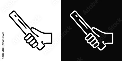 Baton Icon White And Black Background Style