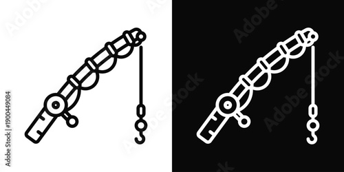Fishing rod Icon White And Black Background Style