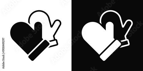 Gloves Icon White And Black Background Style