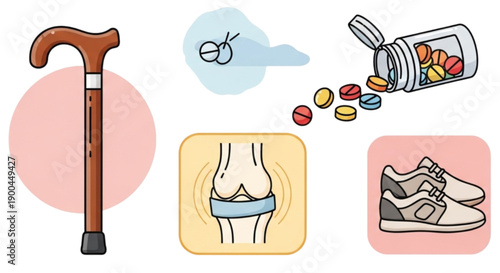 Elderly Person Walking Aids isolated on transparent background.