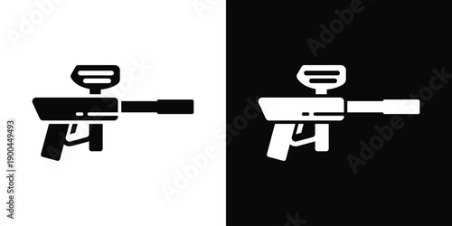 Paintball gun Icon White And Black Background Style