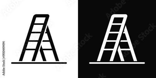 Ladder Icon White And Black Background Style