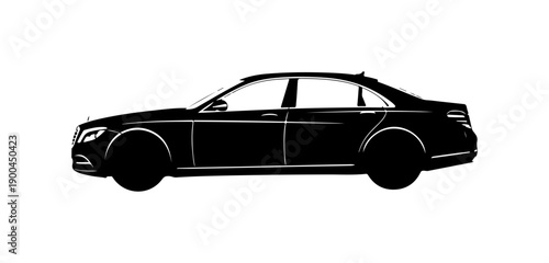 Black Vector Silhouette of Luxury Sedan Car