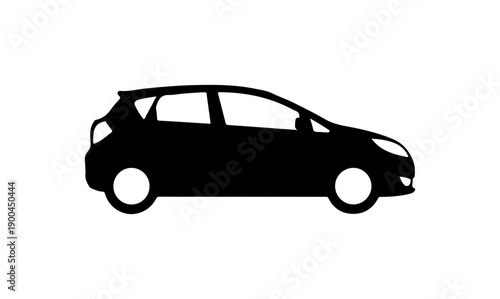 Black Vector Silhouette of a Modern Compact Hatchback Car