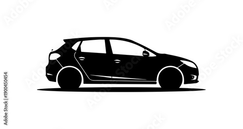 Black Vector Silhouette of Modern Hatchback Car