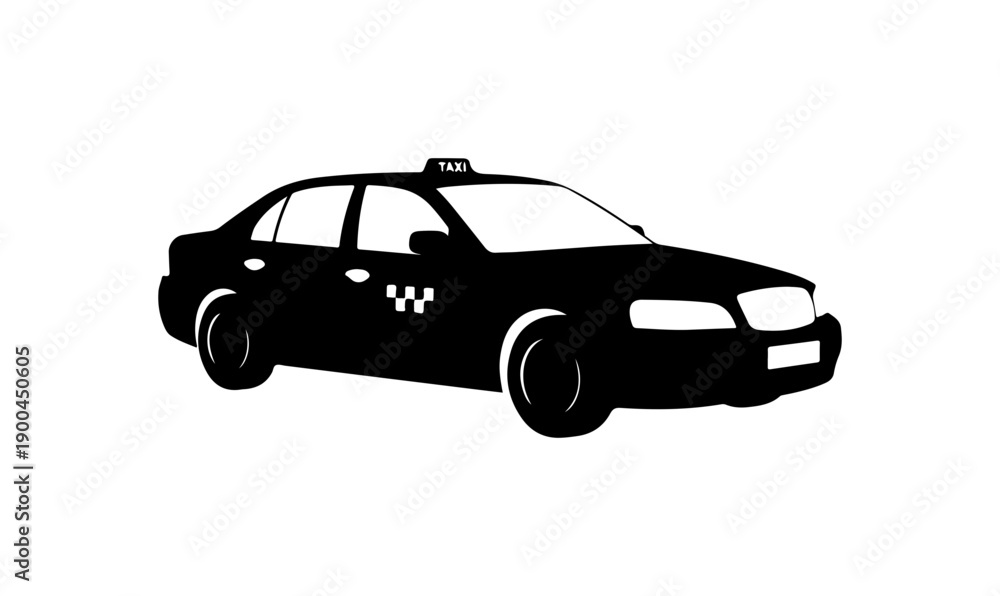 Fototapeta premium Black Vector Silhouette Taxi Car Icon