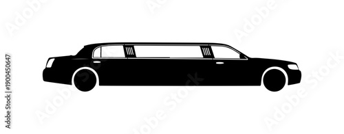 Elegant Black Stretch Limousine Vector Silhouette
