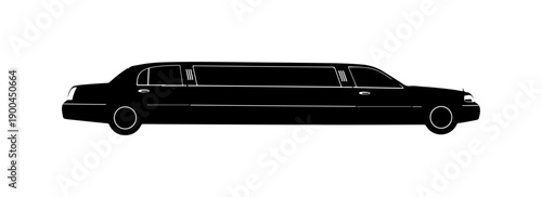 Black Stretch Limousine Vector Silhouette