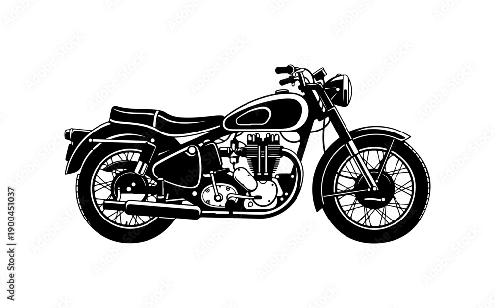 Obraz premium Classic Vintage Motorcycle Vector Illustration