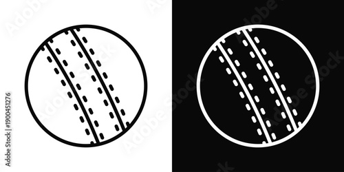 Cricket ball Icon White And Black Background Style
