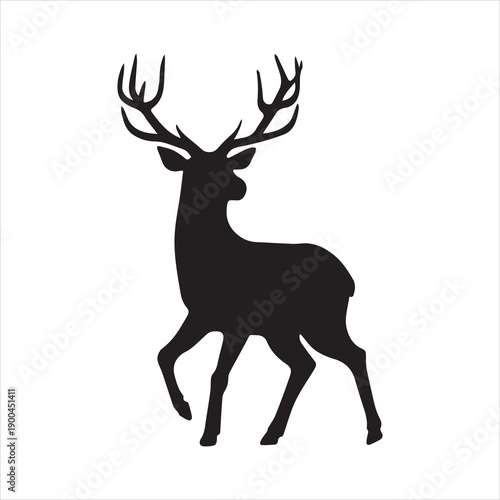deer silhouette vector on white background or single icon 