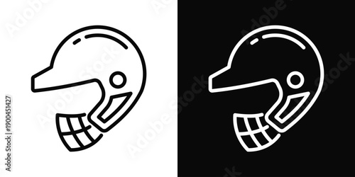 Batting helmet Icon White And Black Background Style