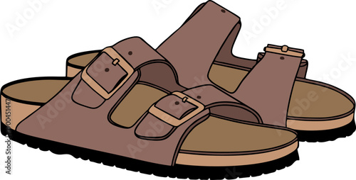 Brown Leather Comfort Sandals Set