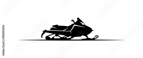 Black Vector Silhouette of a Snowmobile