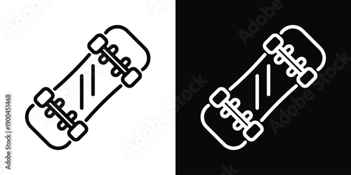 Skateboard Icon White And Black Background Style