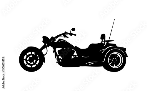 Black Vector Silhouette of Custom Trike Motorcycle