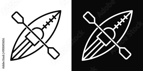 Kayak Icon White And Black Background Style