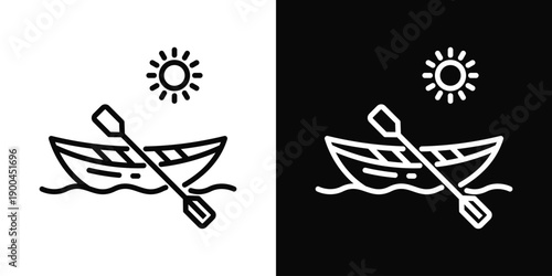 Canoe Icon White And Black Background Style